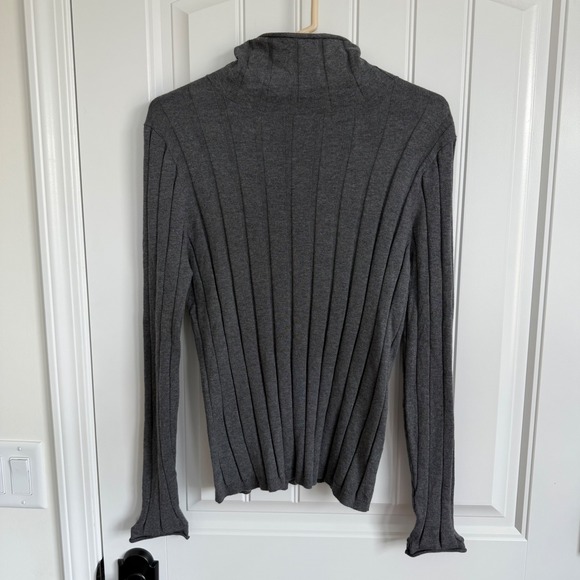 Alex Mill Ellie Cotton Cashmere Ribbed Turtleneck Long Sleeve Women XL NWT Gray - Picture 2 of 7